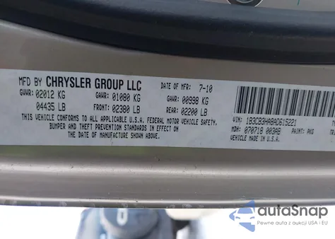 2010 Dodge Caliber Mainstreet from USA, damaged, VIN 1B3CB3HA8AD615221